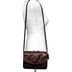 Fossil 1954 Dark‎ Chocolate Brown Leather 90s Shoulder Bag Flap Wallet Organizer